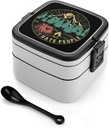 Camping Hiking Portable Bento Box with Handle 2 Compartment Leak-Proof Stackable Lunch Box for Work Picnic Camping