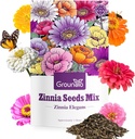 Zinnia Seeds Mix, 1 Oz, Over 3,000 Flowers Seeds, 5 Varieties (Pink, Yellow, Orange, White, Purple), Mixed Colors and Large Blooms,Open Pollinated - Bulk