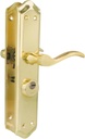 Amig - Left Door Handle ALFA 46 Made of Brass-Coated Steel | Handle Set with Key | 242 x 44 mm | Suitable for Doors from 35 to 45 mm | Ergonomic and Elegant Design for Interior Spaces