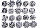 INDIAN ARTISTIC Door Knobs - Set of 20, Boho Cabinet & Closet Knobs (Black & White Ceramic)