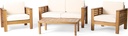 Christopher Knight Home Louver Chat Set, Teak + Cream