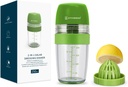 KITCHENDAO 2 in 1 Salad Dressing Shaker Bottle with Juicer, Pour Spout, Leakproof, Soft Grip, Dishwasher Safe, BPA Free Travel Homemade Oil and Vinegar Salad Dressing Container Mixer Dispenser, 1 Cup