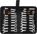 Premium Midget Wrench Set - 22-Piece Mini Combination Wrench Set Metric & SAE Ignition Wrench Sets 4-10mm & 5/32'' to 7/16'' Lightweight Small Carry Pouch