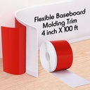 Frienda 4 Inch x 100 ft Flexible Baseboard Molding Trim Peel and Stick Vinyl Wall Base Cove Base Self Adhesive Rubber Vinyl Wall Base, White