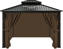 slashome 10'x12' Outdoor Gazebo Curtains Waterproof, Brown Universal Replacement Curtain 4-Panels, Sidewalls with Zipper for Garden, Patio, Yard (Only Curtains)