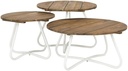 SAFAVIEH Outdoor Collection Henderson Teak and White 3Pc Wood Top Coffee Table