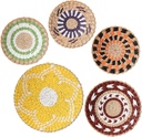 MOTUZP Boho Hanging Woven Wall Baskets,Hanging Wall Basket Decor Set of 5, Handmade Woven Basket Wall Decor,Rattan Wall Decor for Living Room or Bedroom Rustic Hanging Woven Wall