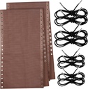 Queekay 2 Pcs Gravity Chair Replacement Fabric with 8 Bungee Cord Lounge Chair Cloth Mesh Patio Chair Repair Kit for Patio Recliner Outdoor Lawn Pool Beach Sling Chair(Brown, 63" x 17")