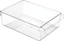 iDesign Linus Plastic Fridge and Freezer Storage Organizer Bin with Handle, Clear Container for Food, Drinks, Produce Organization, 8" x 11.5" x 3.5", Clear