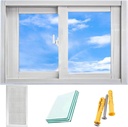 Household Slider Window Shed Windows Aluminum Alloy Sliding Window Basement Replacement Window with Tempered Glass and Screen for Bathrooms Garage Barns Playhouse Greenhouse(White,26x15in)
