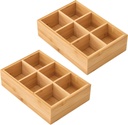 Bosreroy 2 Wooden Tea Bag Holders with 6 Compartments for Tea Bags, Coffee Pods, Sugar Packets, Office & Kitchen Organization, 9.4 X 6.5 X 2.5