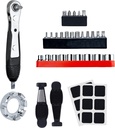Bike Tool Kit, Bike Repair Kit with Mini Ratchet Wrench with 26 Bits Spoke Wrench Tire Lever Patches Screwdriver Bicycle Multitool Accessories Set for Adult Bikes Road Mountain Bike MTB