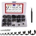 462Pcs Black Alloy Steel E-Clip External Retaining Clamps Ring Washer Circlip Snap Retainer Rings Assortment Kit,14 Sizes(1.2-12mm)