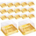 Cabilock 1set Plastic Moon Cake Box with Lid Puff Packing Box Pet Material Sealing Storage for Moon Cakes Puff Pastries