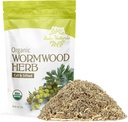 Halo Naturals Organic Wormwood Herb Cut & Sifted, 4 Ounces (Artemisia Absinthium) USDA Certified Wormwood Tea | Non-GMO | Vegan| Resealable Pouch| Packaged in The USA (Pack of 1)