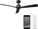 Clean Indoor/Outdoor 3-Blade Smart Compatible Ceiling Fan 52in Matte Black with Remote Control and Wall Cradle. Works with iOS/Android, Alexa, Google Assistant, Samsung SmartThings, and Ecobee.