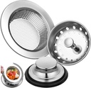 3Pcs Kitchen Drain Stopper, Stainless Steel Kitchen Sink Drain Strainer with Handle, Anti-Clog Universal Kitchen Sink Plug for Kitchen Sinks, Bathroom Sinks Kitchen Sink Plug