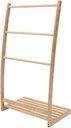 40 Bamboo 3 Tier Towel Rack Quilt Rack Stand or Blanket Rack Extra Tall freestanding Solid Wood Towel Rack with Bottom Storage Shelf for Living Room or Bedroom