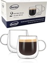 Bacimi® Double Wall Insulated Coffee Mugs (Set of 2 / 10oz) - Clear Borosilicate Mug with Handle - Thermal Drinking Cups for Espresso, Cappuccino, Latte, Tea, Hot Beverage, Microwave Safe