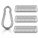 MIVIDE 50 PCS Stainless Steel Spring Snap Carabiner, Round, Silver, 2 Inch, Auto-locking, Camping, Hiking, Fishing, Boating, Dog Leash, Keychain