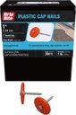 Grip-Rite 1PRCAP1, #12 x 1 Plastic Cap Roofing Nail, Electrogalvanized, Diamond Point Ring Shank, 1lb Box