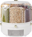 360° Rotatable Grain Dispenser, 13lbs Capacity Food Storage Container with 6 Grids, One-Button Pressing Storage Bucket for Grains Snacks Beans Food Dispenser