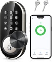TEEHO TE341 Smart Keyless Entry Door Lock with App Control, Digital Keypad Bluetooth Electronic Deadbolt with Auto Lock, Easy Installation - Silver