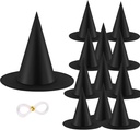 12PCS Halloween Witch Hats Witch Costume Accessory, Black Witch Hat for Halloween Party Decoration
