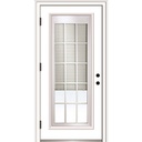 National Door Company ZZ364950R Primed, Right Hand Outswing, Prehung Front Door, Full Lite, Internal Blinds and Grilles, 32" x 80", Steel