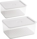 Cabilock 2pcs Refrigerator Storage Boxes Sealed Airtight Crisper Fresh Keep Holder for Bread Fruits Fridge Organizer