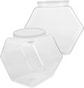IMIKEYA 2pcs Hexagonal Airtight Candy Cookie Jars Lids Plastic Storage Containers for Snacks Small Sweet Holder for Kitchen Organization