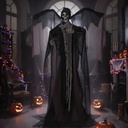 Sound-Activated Life Size Skeleton (78.7") - Adjustable Arms, Light Up Eyes, Creepy Sound, Movable Body | Halloween Decorations Outdoor/Indoor, Scary Haunted House Props for Garden Yard Lawn