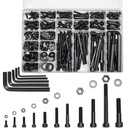434 Pcs M5/M6/M8/M10/M12 Hex Screws Nuts Washers Kit Metric Bolt Assortment - Black 12.9 Grade Alloy Steel Bolt and Nut Assortment for Furniture Replacement Parts (Large Socket Cap)