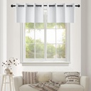 YGO White Window Curtain Valances Grommet Top Small Curtains for Kitchen and Bathroom Room Darkening Home Decoration 52 x 18 inch Grayish White Double Pieces