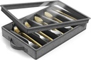 Sorbus Flatware & Utensil Storage - Gray Fabric Chest Box for Storage and Organizing Utensils, Silverware, Flatware, Cutlery - Silverware Organizer Container with Clear Lid & Adjustable Divider