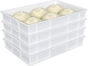 4 Packs Commercial Quality Large Stackable Proofing Dough Boxes, 23.74" x 15.86" x 3.66" Plastic Pizza Proofing Dough Tray