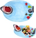 Djungelskog Shark Sushi Plate - Hand-Painted Ceramic - Lead-Free - Food-Safe Materials - Secure and Sturdy - Microwave/Oven/Freezer/Dishwasher Safe - Ideal Gift for Sushi Enthusiast (Round)