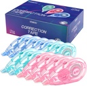 White Correction Tape Dispenser, Easy To Use Applicator for Instant Corrections, For school, Office (Blue,Green,Pink, 12pack, 6M/256, Tape Width 0.2in)