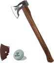 Splitting Axe, 27.5-inch Chopping Axe with Leather Sheath, Camping Hatchet 1065 High Manganese Steel and Hickory Handle