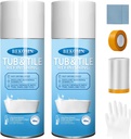 Tub and Tile Spray Paint White,450ml (2 Pack),Aerosol Bathtub Refinishing Kit for Porcelain Ceramic Fiberglass, DIY Resurfacing Bathroom Tile Sink Countertop