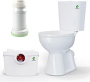 SUPERFLO 600W Upflush Toilet for Basement Macerating Toilet System | Silent & Power Tall Toilet Bowl with Tank & Macerator Pump for Sink, Toilet & Bathtub