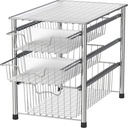 Simple Houseware Stackable 3 Tier Sliding Basket Organizer Drawer, Chrome