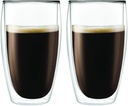 Double Wall Glass Coffee Cups Insulated Mugs for Drinking Espresso Latte Mocha Tea – 16 oz – Set of Two