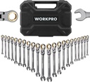 WORKPRO 22-Piece Flex-Head Ratcheting Wrench Set, Ratchet Combination Wrench Sets with Organizer Box, Nickel Plating, 72 Teeth, Metric 6-18mm & SAE 1/4-3/4"