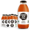 Just Ice Tea Organic Iced Tea, 16 Fl Oz Glass Bottles (Unsweetened Original Black Tea, Pack of 12)