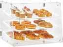 3 Tray Bakery Display Case Countertop Pastry Display Case Commercial Clear Acrylic Bread Box Display Case with Magnetic Door for Cookie Food Donut Deseert Cupcake Bagels Cake 21.26x17.32x16.53 in