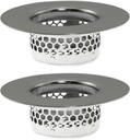 Maxmoral 2PCS Bathroom Sink Strainer Stainless Steel Bathtub Drain Cover Vanity Drain Strainer Bathroom Laundry Anti Clogging Magic Floor Drain Fits Hole Sizes 1.25 to 1.60 Inch