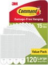 Command 15 lb Large Picture Hanging Strips 120 Pairs, (240 Command Strips) Damage-Free Hanging Picture Hangers, No Tools Wall Hanger for Christmas Decorations