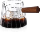 6oz Glass Espresso Cups with Spout, Espresso Accessories, Espresso Shot Glass with V-Shaped Mouth, Ribbed Milk Frothing Pitcher (Clear)