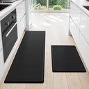 StepLively Kitchen Mat, 2 PCS Kitchen Rugs, Cushioned Kitchen Mats for Floor, Anti Fatigue Kitchen Rug Set, Non-Skid Standing Mat for Kitchen, Office, Sink, 17.3"x30"+17.3"x47", Black